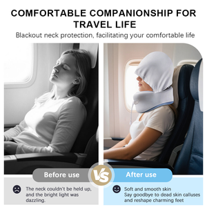 Almohada de cuello de viaje con capucha de espuma viscoelástica de seda helada 360 ° Cool Comfort Pack Away Hood - Product Image 6