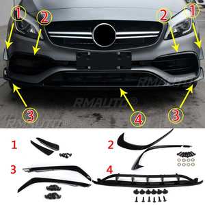 7 piezas de alerón delantero con divisor lateral y canards para Mercedes-Benz W176 A180 A200 A250 A45 AMG 2016 2017 2018 - Product Image 2