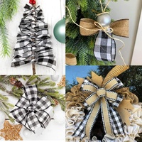 Ruban en lin filé OKAY de 2,5 pouces, simple face, haute ténacité, à carreaux Buffalo Plaid Gingham, pour emballage cadeau de Noël