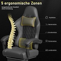Chaise de jeu professionnelle robuste et ergonomique avec dossier inclinable pivotant, matériau de haute qualité, coussin lombaire massant et support pour la nuque