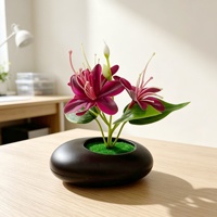Model Baru Tiga Bunga Phalaenopsis Pot Bonsai Kecil Dekorasi Meja Ruang Tamu Rumah Bunga Plastik Buatan