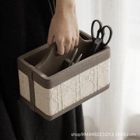 Boîte de rangement de bureau portable en cuir rectangulaire, multifonctionnelle, de luxe léger, au design moderne et minimaliste, pour télécommandes de salon