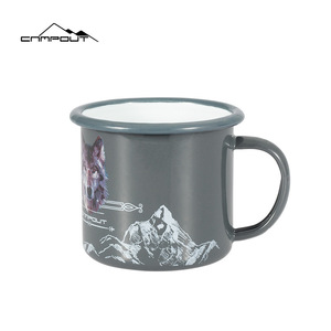 Taza de camping cilíndrica CAMPOUT, taza esmaltada para exteriores, diseño creativo y resistente, regalo para amantes de la naturaleza - Product Image 5