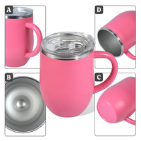 Wholesale Water Bottles No Minimum 12 oz Inner 304 Stainless Steel Outside Plastic Egg-shaped Office Coffee Mug with Handle