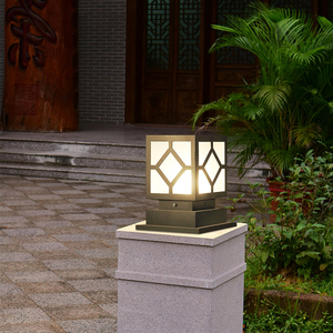 LED redondo Exterior Post Top Lantern IP65 Patio Jardín Columna Solar Pilar Lámpara Cuerpo de aluminio con base E27 - Product Image 6