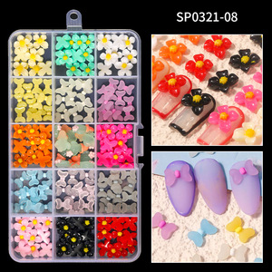 Decoraciones de Uñas de Resina 3D Coloridas y Lindas con 15 Compartimentos, Adornos de Mariposas, Flores, Gatitos Kawaii y Dibujos Animados - Product Image 3