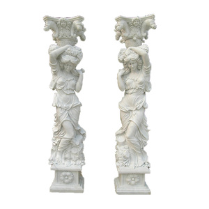 Modern Huis Decoratief Wit Marmer Granieten Poort Vierkante Pilaren Sculptuur En Kolom Ontwerp Met Vrouw Beelden - Product Image 6