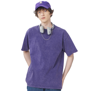 Wholesale Men's 250GSM 100% Cotton Blank T-shirt Vintage Acid Wash Oversized Streetwear Plain Casual Heavyweight - Product Image 2