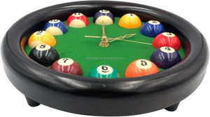 Billard Ball Clock-Horloge murale cool <span class=keywords><strong>de</strong></span> table ronde <span class=keywords><strong>de</strong></span> 11 pouces avec cadre en bois, idéale pour le billard, la piscine, la salle <span class=keywords><strong>de</strong></span> jeux, le bar - Product Image 2