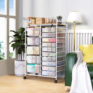 Meilleure vente, chariot de rangement combiné avec 15 tiroirs, table en bois, déplacement facile, chariot de rangement sur roulettes - Product Image 5