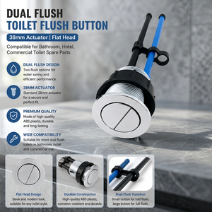 Botón de descarga de inodoro de doble flujo con cabezal plano, actuador de 38 mm de plástico ABS, compatible con cisterna oculta, diseño moderno para baño y hotel - Product Image 3
