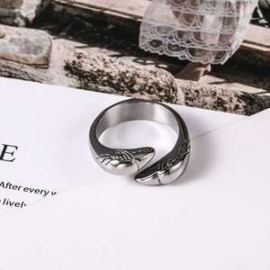 Anillo Abierto Golden Eagle de Acero de Titanio con Diseño de Pluma, Joyería de Moda Unisex SA928 - Product Image 4