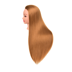 Cabeza de Maniquí Profesional de Peluquería para Entrenamiento con Cabello Humano Liso para Práctica de Corte y Trenzado Modelo de Estilismo - Product Image 3