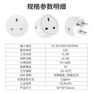 TUYA <b>Smart</b> Plug <b>UK</b> Standard 16A WiFi Homekit Alexa Google Power Statistics Child Safety Door Protection - Product Image 3