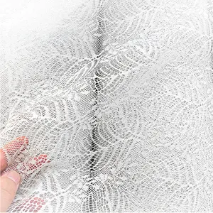 Customizable French Embroidery White Flower Sequin Lace Fabric for Bridal Lining