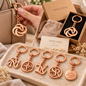 Llaveros de Metal Color Oro Rosa Personalizados con Monogramas de Letras, Grabado de Doble Cara y Embalaje de Regalo, Venta al Por Mayor, OEM, ODM - Product Image 2