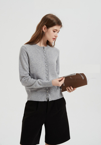 Cardigan corto in lana Merino lavorato a <span class=keywords><strong>maglia</strong></span> grigio anni 120 con bottoni da <span class=keywords><strong>donna</strong></span> a vita alta maglione corto ampio lavorato a <span class=keywords><strong>maglia</strong></span> da <span class=keywords><strong>donna</strong></span> - Product Image 5