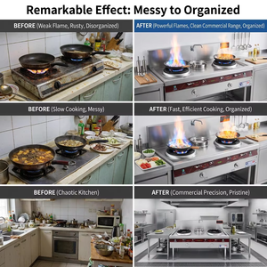 Cuisinière à gaz commerciale à 2 brûleurs, double moteur de ventilation, 240W, en acier inoxydable, gaz naturel/GPL, pour cantine, <span class=keywords><strong>restaurant</strong></span>, facile à utiliser, longue durée de vie - Product Image 4