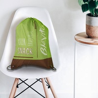Sac à dos portable à cordon de serrage en polyester de grande capacité avec logo personnalisé Sac à dos réutilisable pour le sport écologique