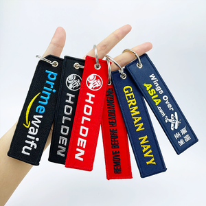 Etiquetas de tela con clase de aire RENHUI, llavero con nombre de marca, llaveros bordados personalizados, llaveros con etiqueta de anillo, logotipo espacial - Product Image 1