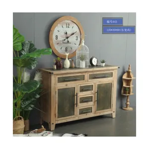 Groothandel 4 layer houten meubelen kast-Retro Houten Vitrinekast Dressoir Met Lade Opbergkast