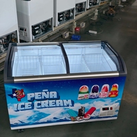 Lemari Pendingin Gelato Komersial Tipe Tegak dengan Pintu Kaca Ganda |   Lemari Pendingin Vertikal untuk Display Es Krim Supermarket dengan Pabrik