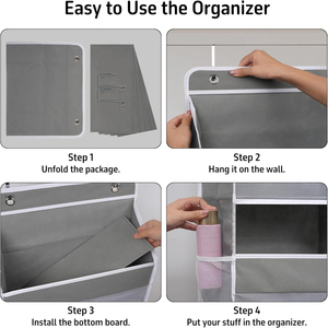Vải Over-the-DOOR treo <span class=keywords><strong>Organizer</strong></span> Side Pockets <span class=keywords><strong>Wall</strong></span> Mount có thể gập lại giày/quần áo/lưu trữ đồ trang sức cho nhà để xe tủ quần áo - Product Image 5
