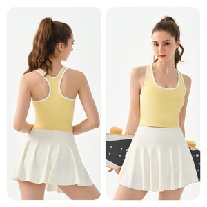 Vente en gros col en <span class=keywords><strong>U</strong></span> personnalisé tricoté haut torsadé à la mode décontracté coupe ajustée anti-transpiration sous les bras chemises pour femmes - Product Image 4