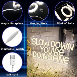 Letreros LED <span class=keywords><strong>de</strong></span> Neón con Diseño 'Slow Down You Are Doing Fine Love' para Decoración <span class=keywords><strong>de</strong></span> Pared, Luz Inspiradora Positiva, Regulable, Alimentación USB <span class=keywords><strong>de</strong></span> 5V - Product Image 6