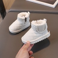 Chaussures d'hiver unisexes pour enfants, mi-mollet, doublure polaire, tige en cuir synthétique, résistantes à l'usure et au froid, pour tout-petits et jeunes enfants