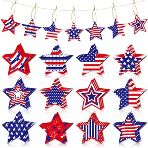 American Gnome Signs Flag Picks Glasses Hanging Stars Memorial Day Decor 4th of July Patriotic Ornaments for Independence Day