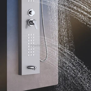 Colonne de douche murale en acier inoxydable 201/304, finition nickel brossé doré, avec jets cascade et jets spa, douche intelligente - Product Image 5