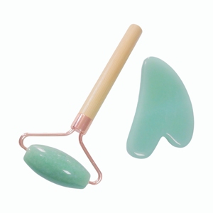 Aventurine <b>Jade</b> <b>Roller</b> and Gua Sha Set | Natural Facial Massager for Tightening & Rejuvenation | Wholesale Price - Product Image 1
