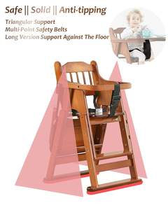 Vente en gros de <span class=keywords><strong>tabouret</strong></span> haut en bois pour enfants avec plateau chaise de salle à manger moderne pour bébé chaise pliante pour enfants à hauteur réglable avec <span class=keywords><strong>ceinture</strong></span> de sécurité - Product Image 2