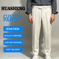 Pantalon de costume plissé décontracté pour homme, coupe droite Naples, taille haute, style italien Paris, avec boucle, collection automne-hiver
