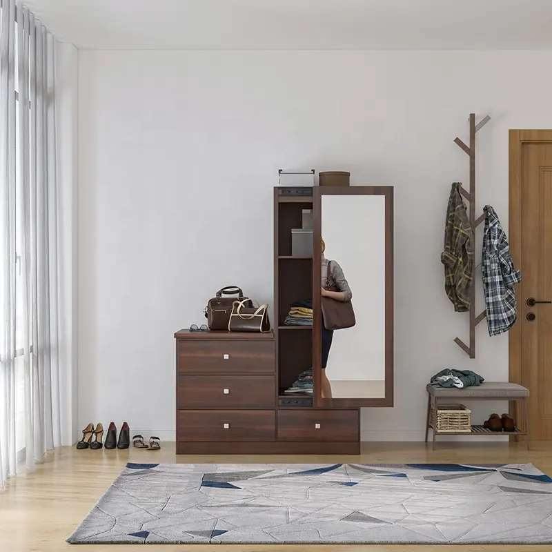 Armoires à portes coulissantes en mélamine prix de gros armoire de chambre à coucher armoire combinée moderno marron avec tiroir