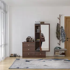 Großhandels preis Melamin Schiebetür Schränke Schlafzimmer Schrank moderno braun Kombination Kleider schrank mit Schublade