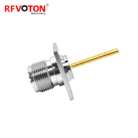 Konektor Panel Pemasangan Solder Flens 4-lubang Jack Betina UHF SO-239 50 Ohm Pabrik, Pin M3 M4, Konektor Koaksial RF