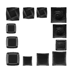 Melamine Tableware <b>Black</b> A5 <b>Plates</b> Bowls Set Commercial Restaurant Use - Product Image 5