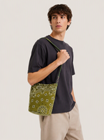 Sac seau matelassé en coton à motif cachemire, pochette bandoulière rembourrée à cordon, style fait main, sac de voyage