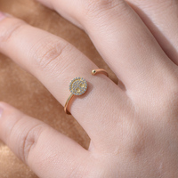 Peishang personalizado Open gap blanco ZIRCON PAV cristales cara feliz moda ajustable dedo 925 anillo de plata para mujer J