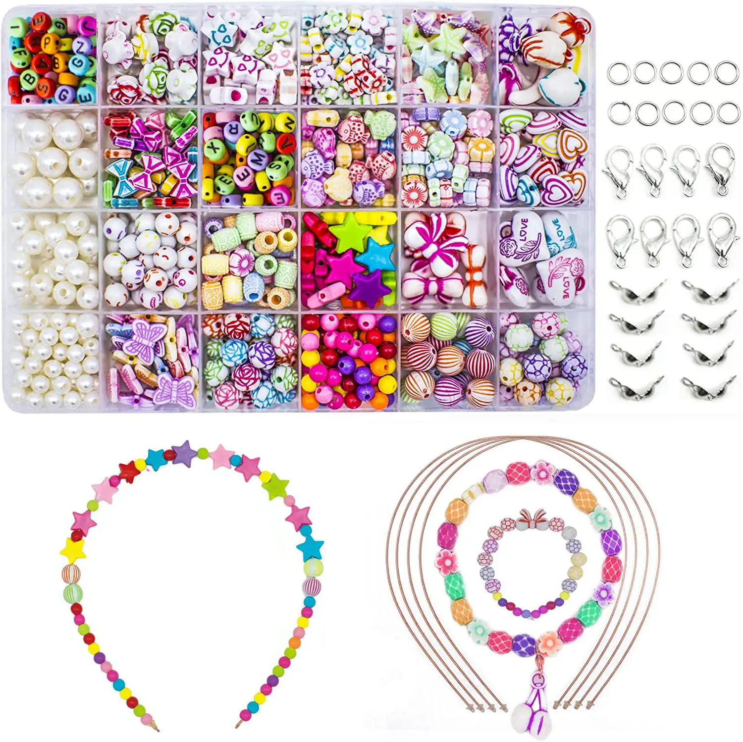Children Diy Beads For Jewellery Bracelet Necklaces String Making Kit,Friendship Bracelets Art Craft Kit For Girls Kids