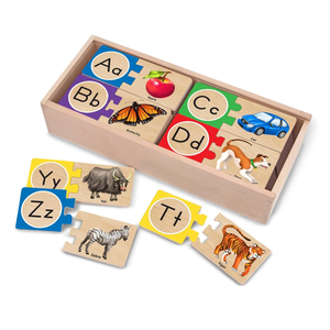 Puzzles en bois ABC Alphabet (52 pièces) avec boîte de rangement <span class=keywords><strong>pour</strong></span> jouets <span class=keywords><strong>pour</strong></span> <span class=keywords><strong>les</strong></span> tout-petits et <span class=keywords><strong>les</strong></span> enfants d'âge préscolaire - Product Image 1