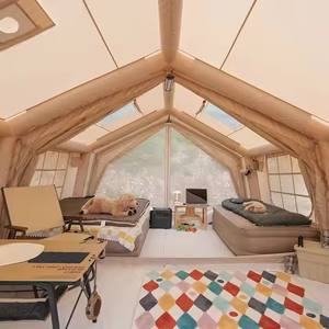 Tente gonflable d'extérieur 17.2 ㎡, <span class=keywords><strong>cabane</strong></span> verte en PVC et tissu Oxford, étanche à la pluie, avec une structure <span class=keywords><strong>de</strong></span> chambre à coucher, tente <span class=keywords><strong>de</strong></span> glamping, pas besoin <span class=keywords><strong>de</strong></span> construire - Product Image 4