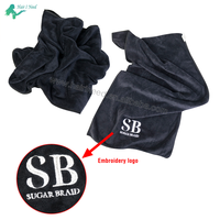 Offre Spéciale Logo brodé personnalisé, Gym sport, serviettes de cheveux pour le visage, séchage rapide, broderie noire, hôtel, microfibre, serviette de Salon