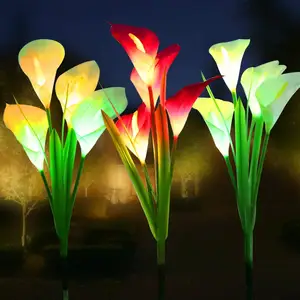 Applique murale solaire LED Calla Lily, luminaire décoratif d'extérieur, éclairage imperméables avec pic, idéal pour une pelouse ou un jardin