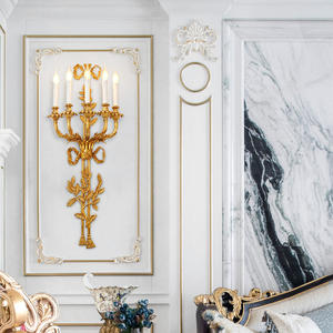 מלון צרפתי וילה רטרו עיצוב צורת נר גדול נחושת אורות קיר טירת וילה סלון מנורת פמוט קיר עתיק פליז - Product Image 2