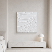 Cadre en bois de peinture de toile de vague de relief blanc minimaliste moderne pour le mariage ou le Ramadan suspendu Design fonctionnel