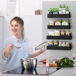 Magnetic Spice Rack Refrigerator Shelf Wall Mounted Multi-purpose Hanging Organizer Rectangle Shape - Product Image 3