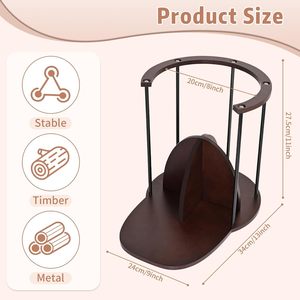 Wooden Metal <b>Hat</b> Organizer Baseball Cap Storage Rack Space Saving Display <b>Stand</b> Walnut Color Multi Purpose Storage Wardrobe - Product Image 5